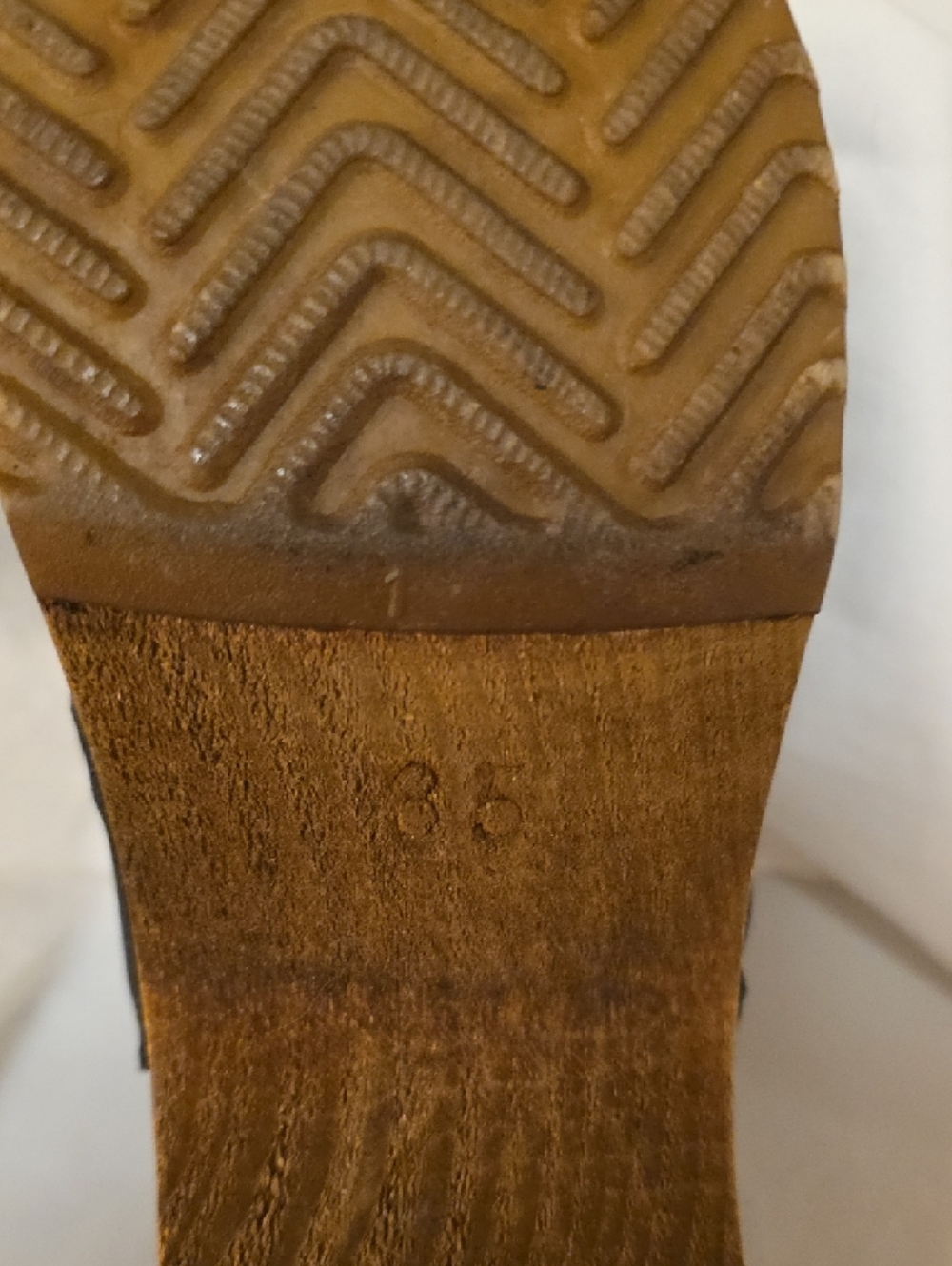 Sanita Black Leather Clog Mules with Wood-Tone Sole - Picture 3 of 8